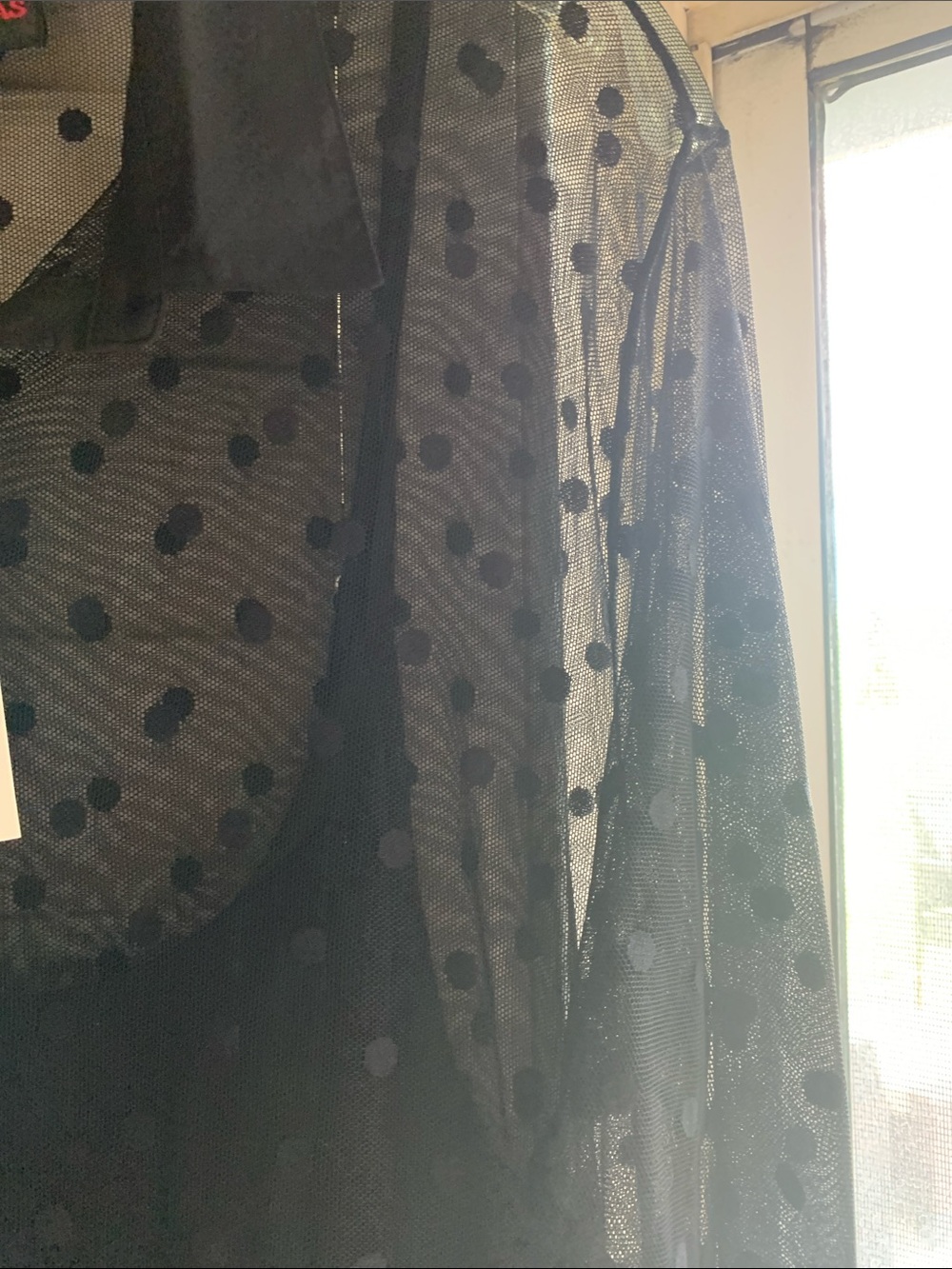 Johnny Was Black Sheer Polka Dot Maxi Dress - Picture 5 of 8